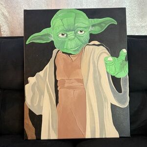 Canvas Art Yoda Star Wars New Acrylic Paint 20x16 in